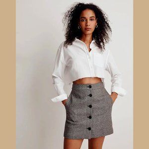 Madewell Herringbone Button Front Skirt NWT (12)